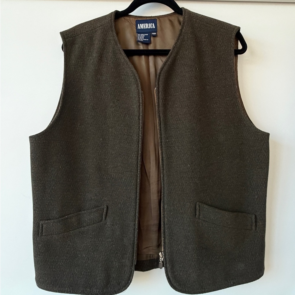 Vintage America Unisex Dark Green brown Vest